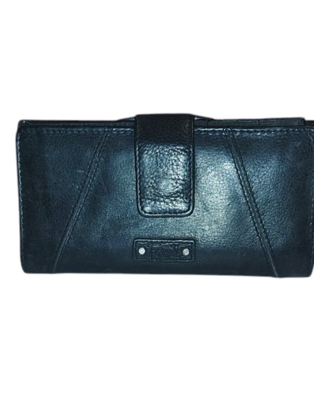 Fossil Black Leather Snap-Closure Wallet - GUC